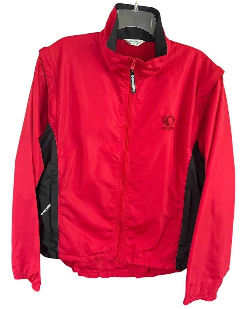 Pearl Izumi Zephrr Convertible Cycling Jacket Mens L Red Zip Off Sleeves Vest